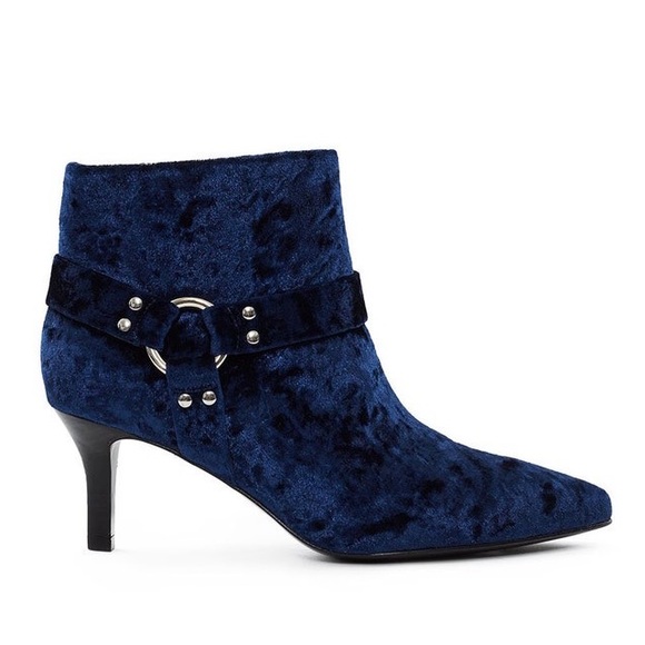 OPENING CEREMONY Women's Sage Velvet Booties, Eclipse Blue - Picture 1 of 12